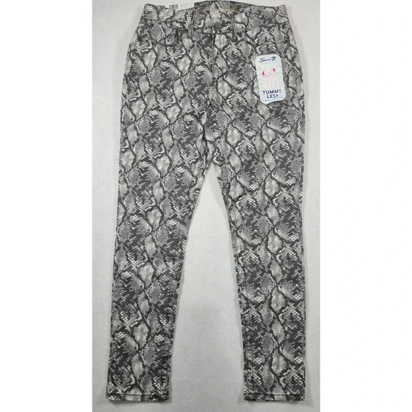 Seven7 Tummyless High Rise Skinny Jeans Women's Size 10 Neutral Snakeskin New - Picture 1 of 7